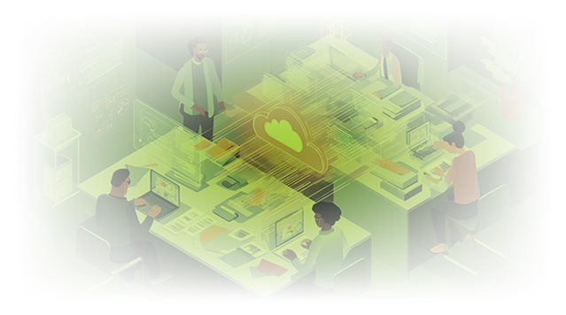 Digital image of 2 computers turning paper documents into digital documents